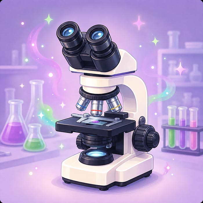 A laboratory microscope on a bench